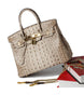 Genuine leather crocodile prints tote bag with lock and clochette - SMALL (more colours)