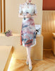 Printed short sleeve cheongsam with flared sides (more colours)