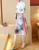 Printed short sleeve cheongsam with flared sides (more colours)