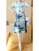 Printed short sleeve cheongsam with flared sides (more colours)