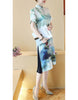 Printed short sleeve cheongsam with flared sides (more colours)